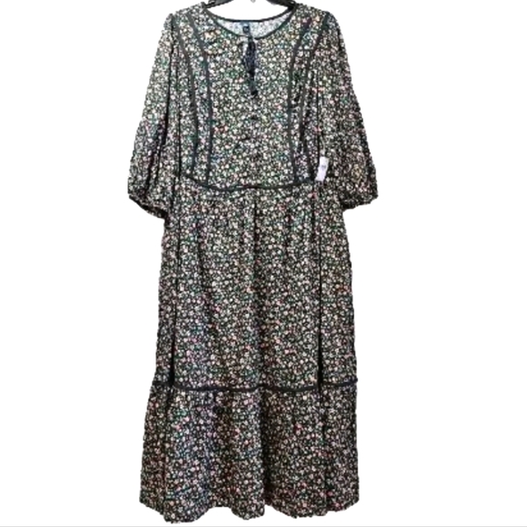 NWT 4X Old Navy Long Prairie Skirt Dress Floral Bohemian 3/4 Sleeve Cute Floral - Picture 1 of 7
